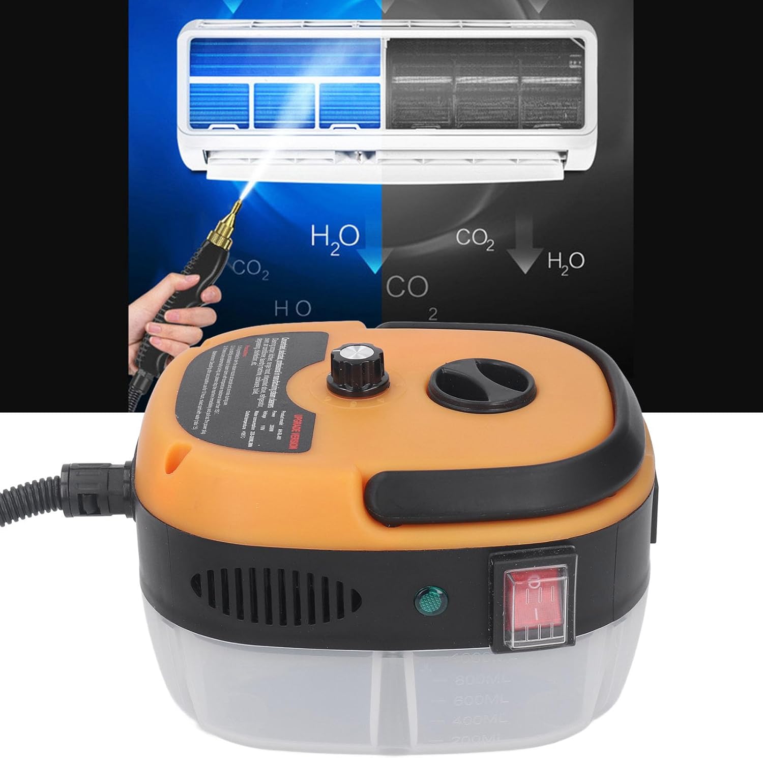 Limpiador de vapor de alta presión de 2500 W, máquina de limpieza de vapor de mano con tanque de revestimiento de metal para cocina de automóvil