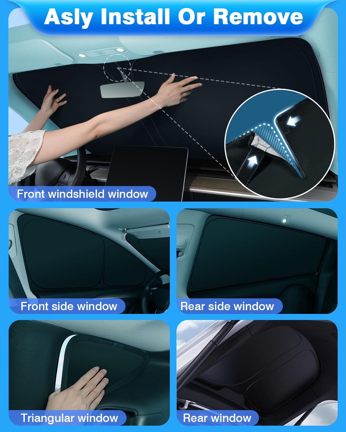 8 parasoles de privacidad para ventana Tesla modelo Y, 2 en 1, visera reflectante de cristal de hielo para Tesla Model Y 2020-2024, para todas las