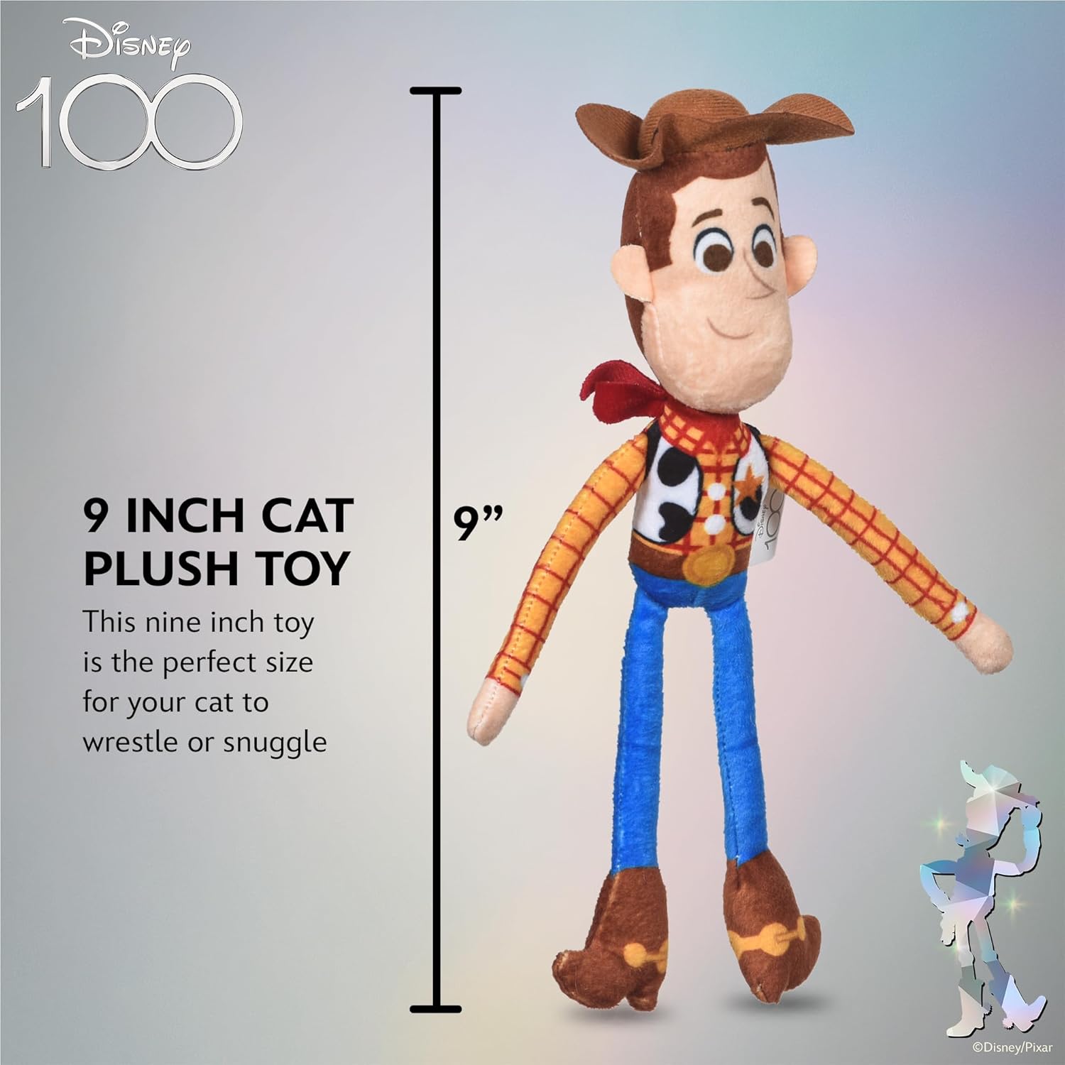 Pixar’s Woody Cat Kicker Toy con hierba gatera, 9 pulgadas  Juguetes para gatos de Disney Pixar  Divertido juguete de peluche estilo gato con hierba
