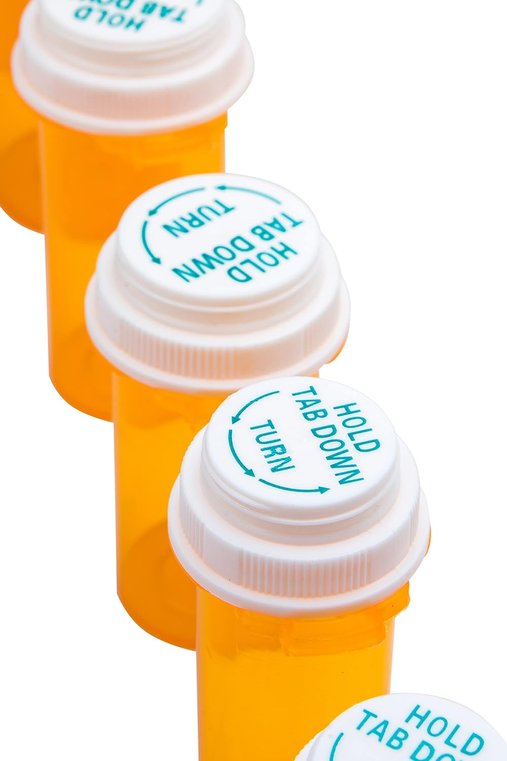 Recipientes de plástico para píldoras de farmacia con tapas de clic en el pulgar, botellas vacías reversibles de perscripción recetadas, 60 frascos