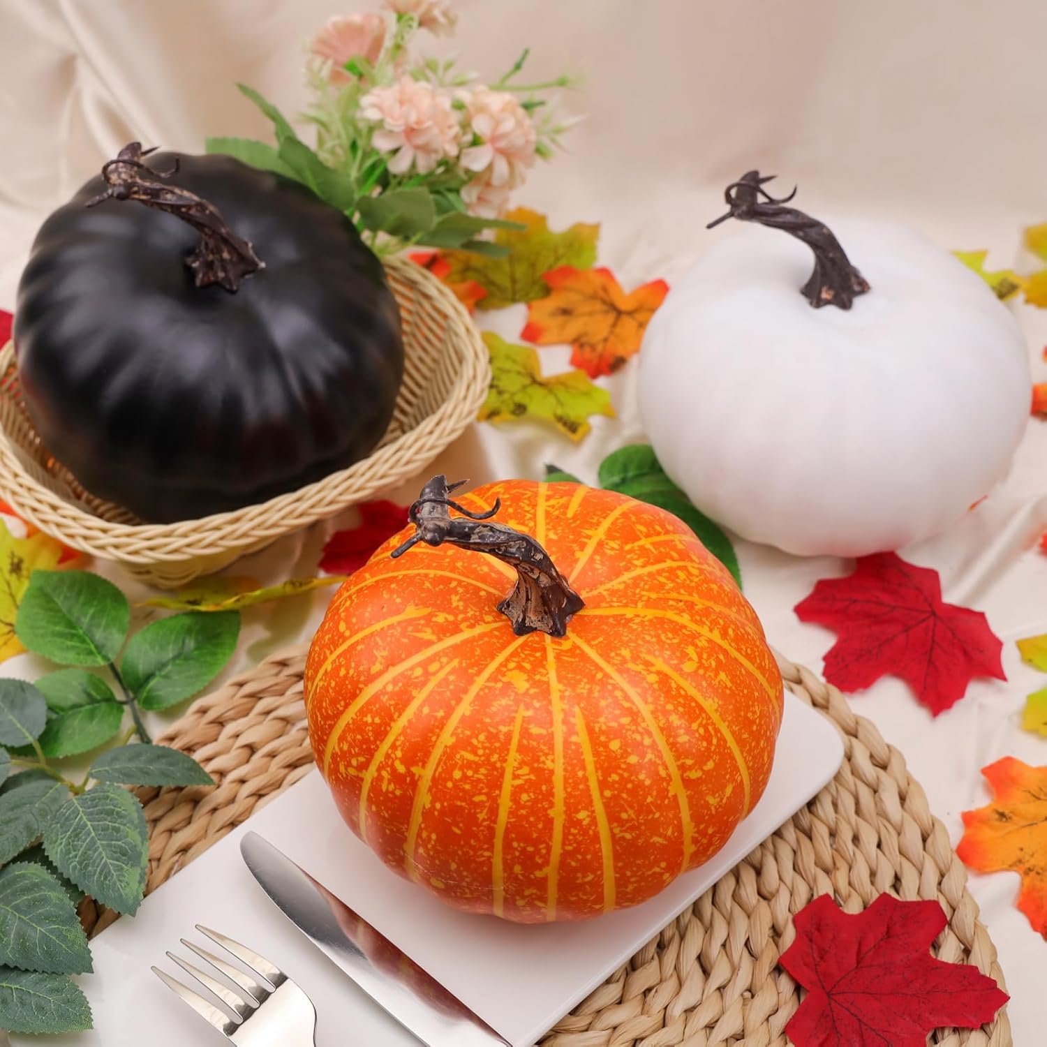 Gresorth Calabaza de espuma artificial de 5.5 pulgadas, verduras falsas para manualidades, calabazas naranjas para otoño, boda, Acción de Gracias,
