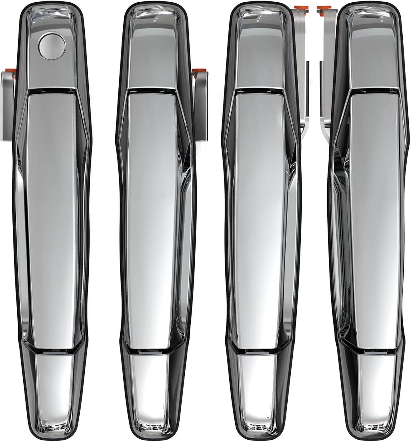 Manija de puerta exterior, 4 piezas cromadas para conductor delantero y trasero compatibles con Chevy Silverado Suburban Avalanche Tahoe 2007-2014,