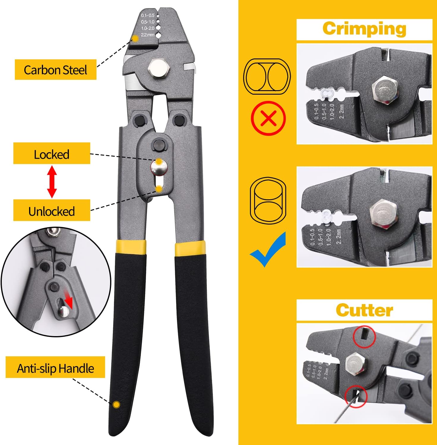 Kit de herramientas de prensado de cuerda de alambre de 656 pies, cable de cuerda de alambre de acero inoxidable con mangas de prensado de aluminio