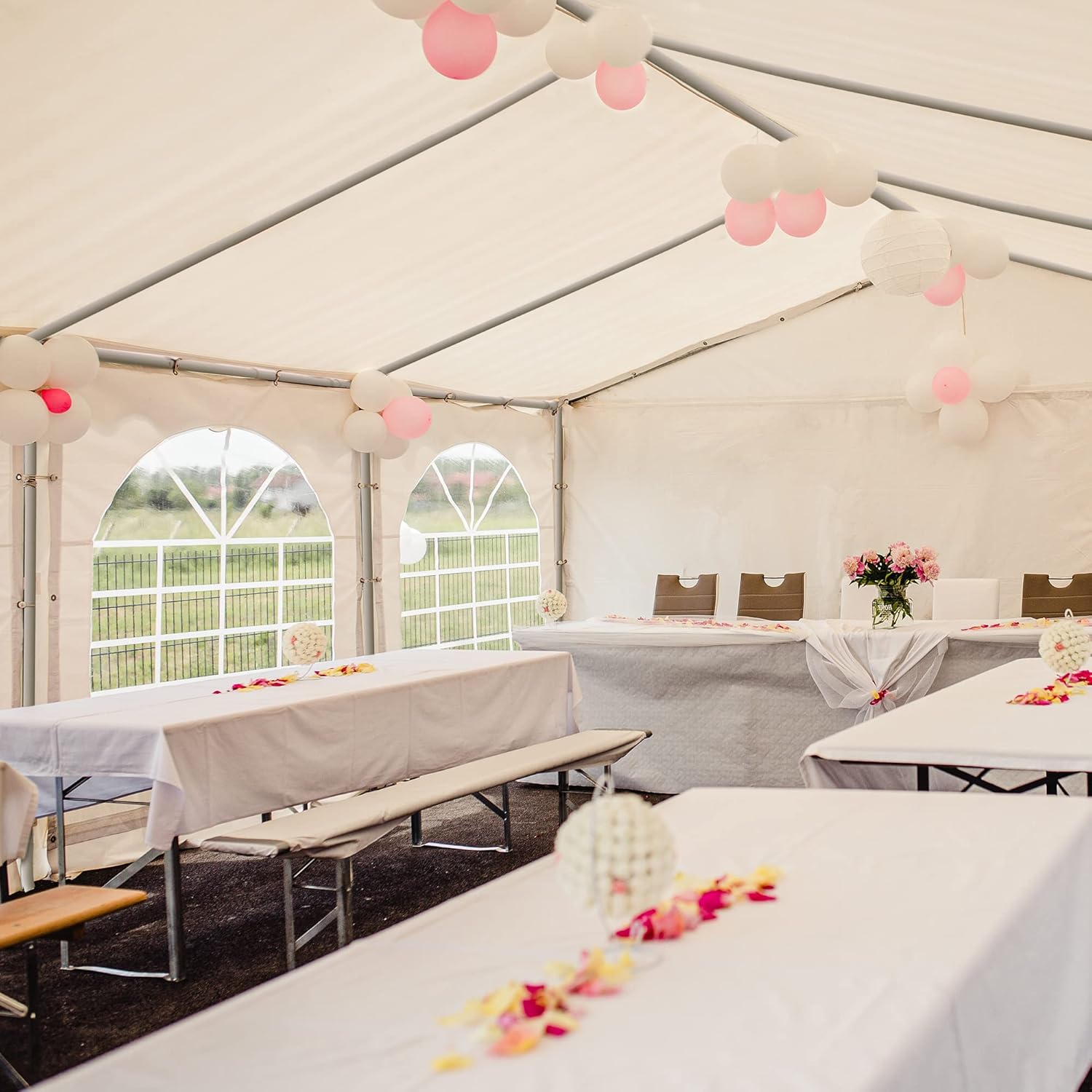 YITAHOME Tienda de campaña para fiestas de 20 x 32 pies, refugios de eventos de boda al aire libre, toldo galvanizado mejorado con techo blanco