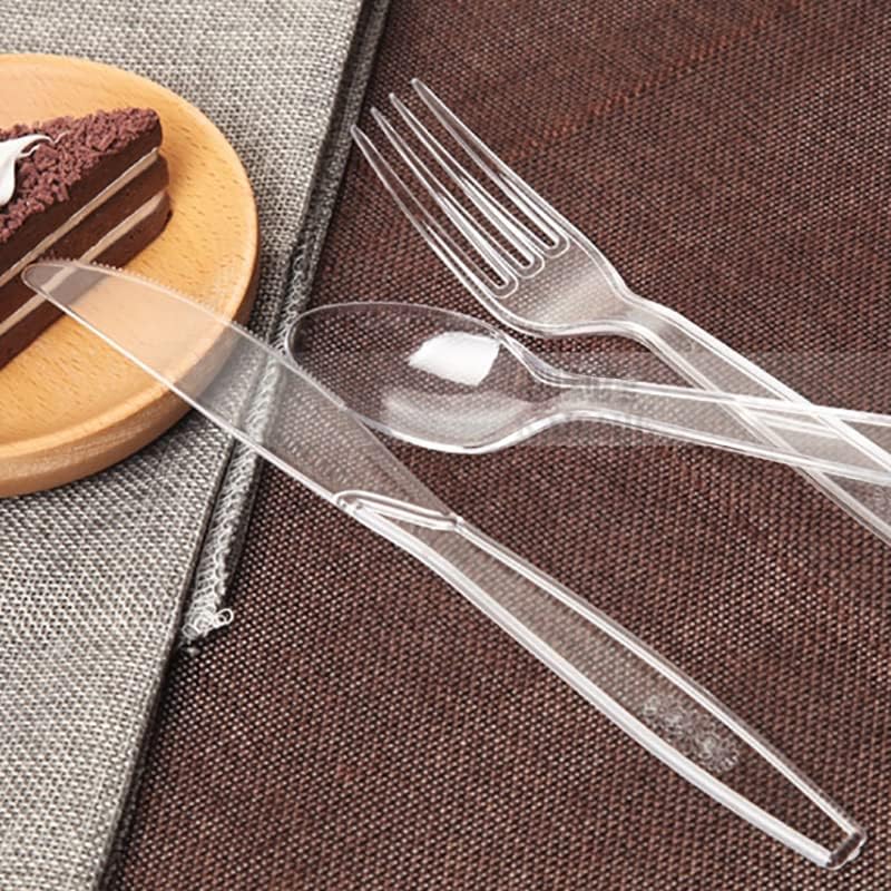 300 cubiertos de plástico transparente, tenedores de plástico pesado, cucharas, cuchillos, utensilios desechables para suministros de fiesta de