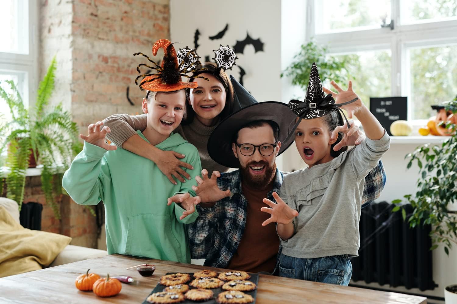 CHOIEO 6 diademas de Halloween, sombrero de bruja, diademas de calabaza, araña, murciélago, diademas de Halloween, disfraz de cosplay