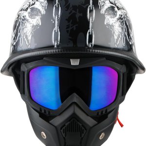 1Storm Casco de motocicleta de media cara estilo alemán aprobado por DOT HKY602 1Storm Casco de motocicleta de media cara estilo alemán aprobado por DOT HKY602