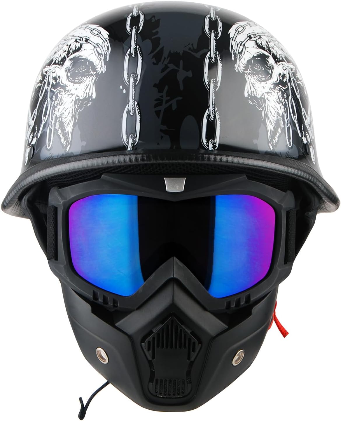 1Storm Casco de motocicleta de media cara estilo alemán aprobado por DOT HKY602
