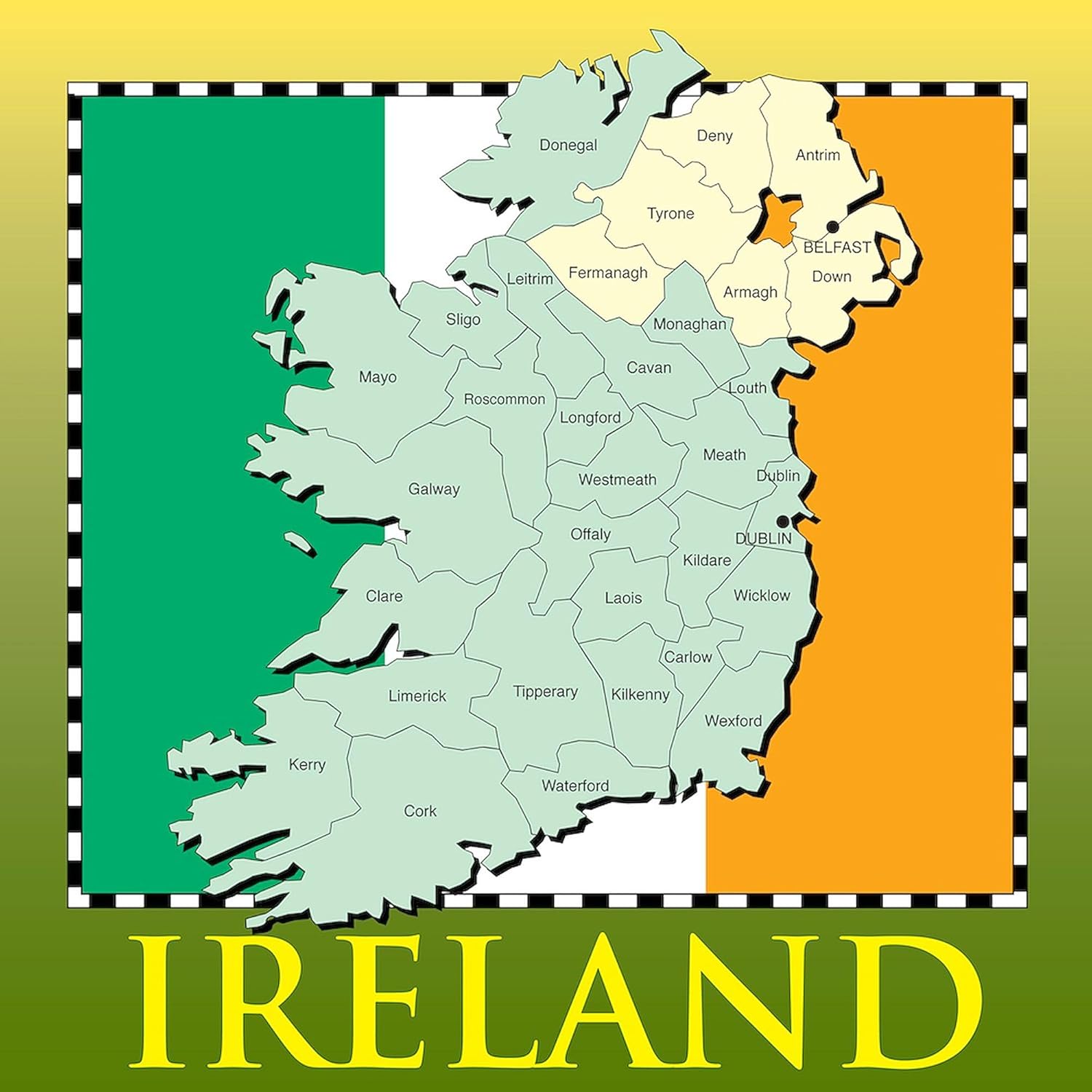 CafePress Ireland Map And Flag Tote Bag Natural Canvas Tote Bag, Cloth Shopping Bag