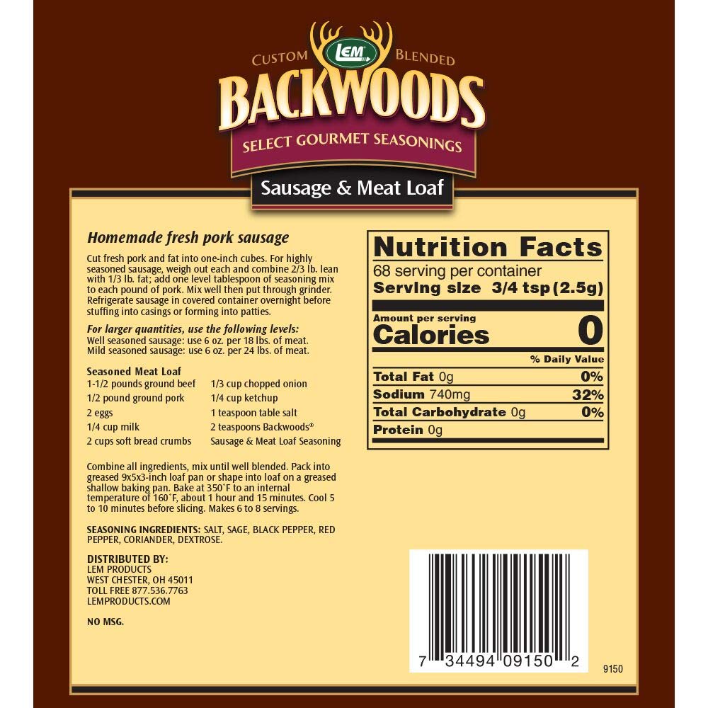 LEM Products 9150 Backwoods – Condimento para pan de carne y salchichas (5 libras)