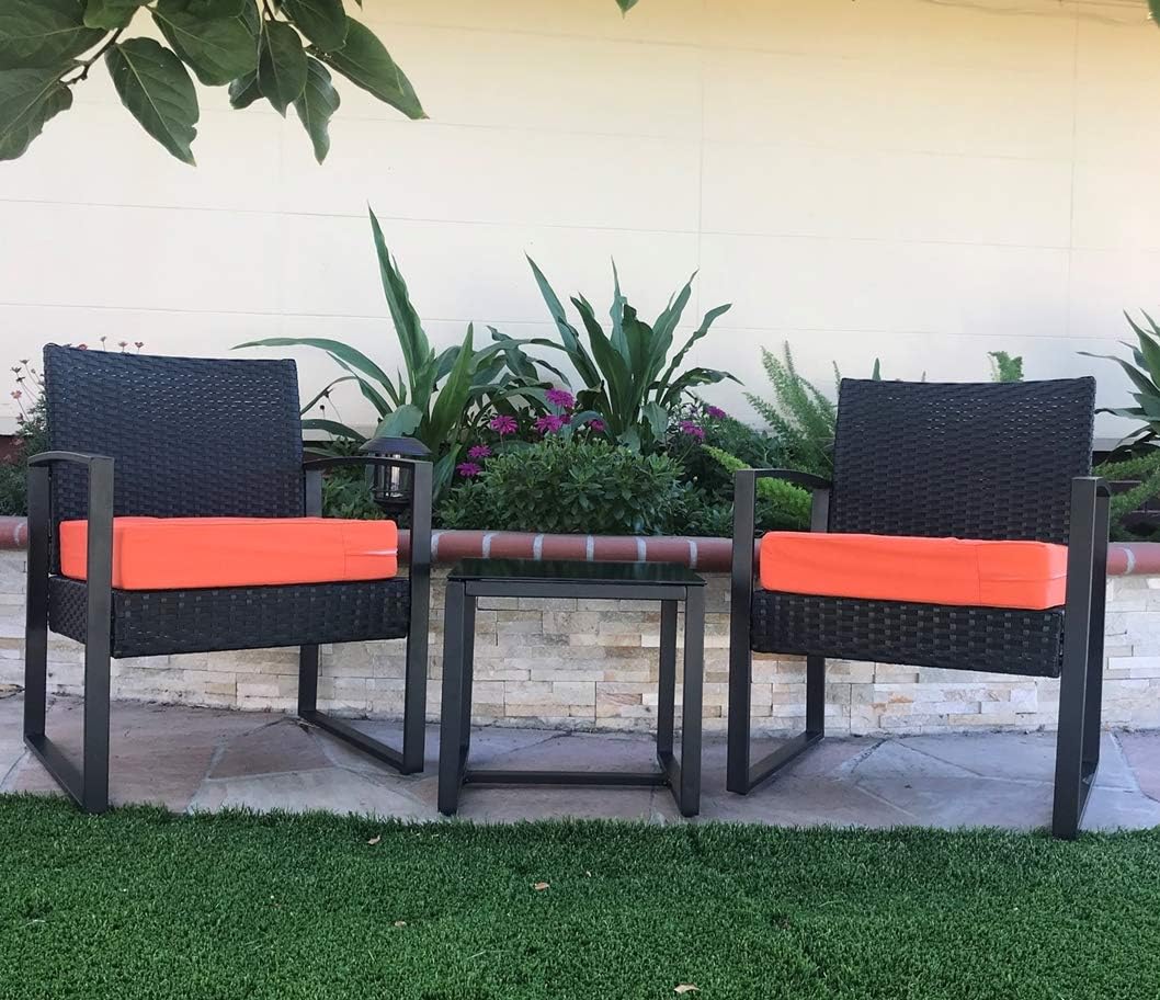 Sunkissed – Fundas de cojín para silla de patio, repelente al agua, para exteriores, color naranja (25 x 25 x 5 pulgadas (4 fundas))