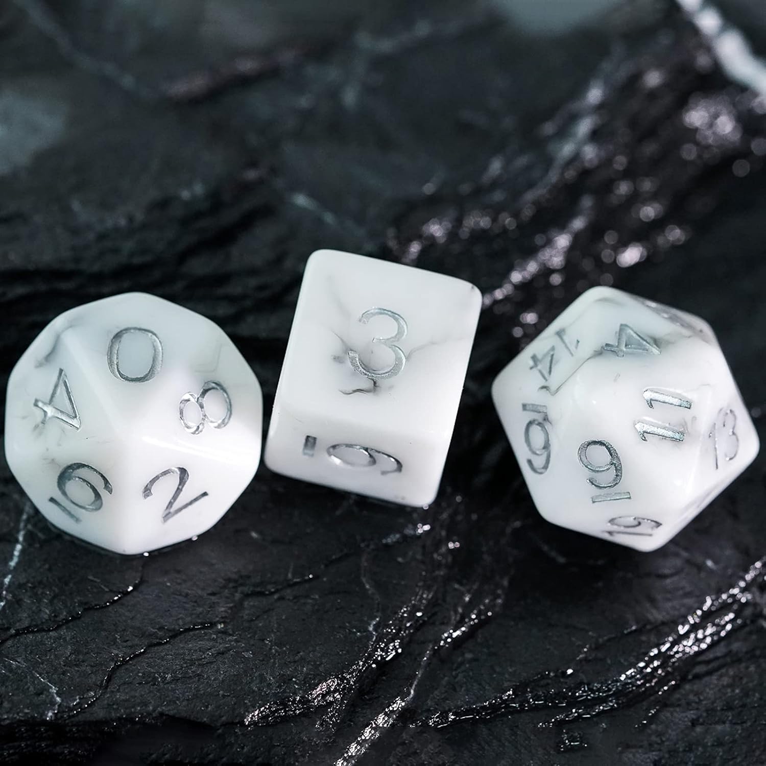 HDdais D&D – Juego de 7 dados para Calabozos y Dragones, dados poliédricos para juegos de mesa Pathfinder RPG MTG (blanco negro)