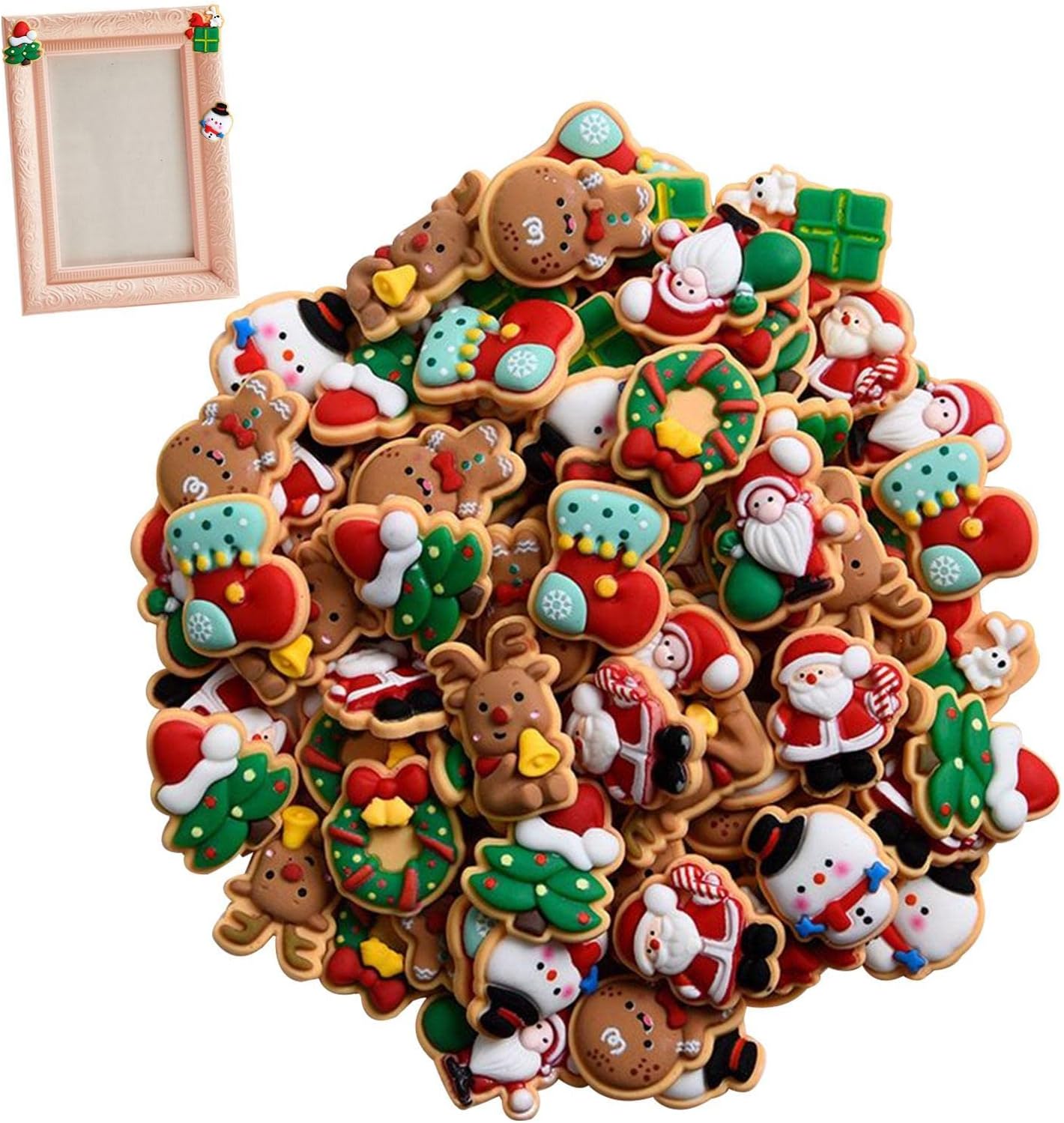 Resina de Navidad  Botones de resina de Navidad con parte trasera plana para manualidades, decoración de álbumes de recortes. Wynott