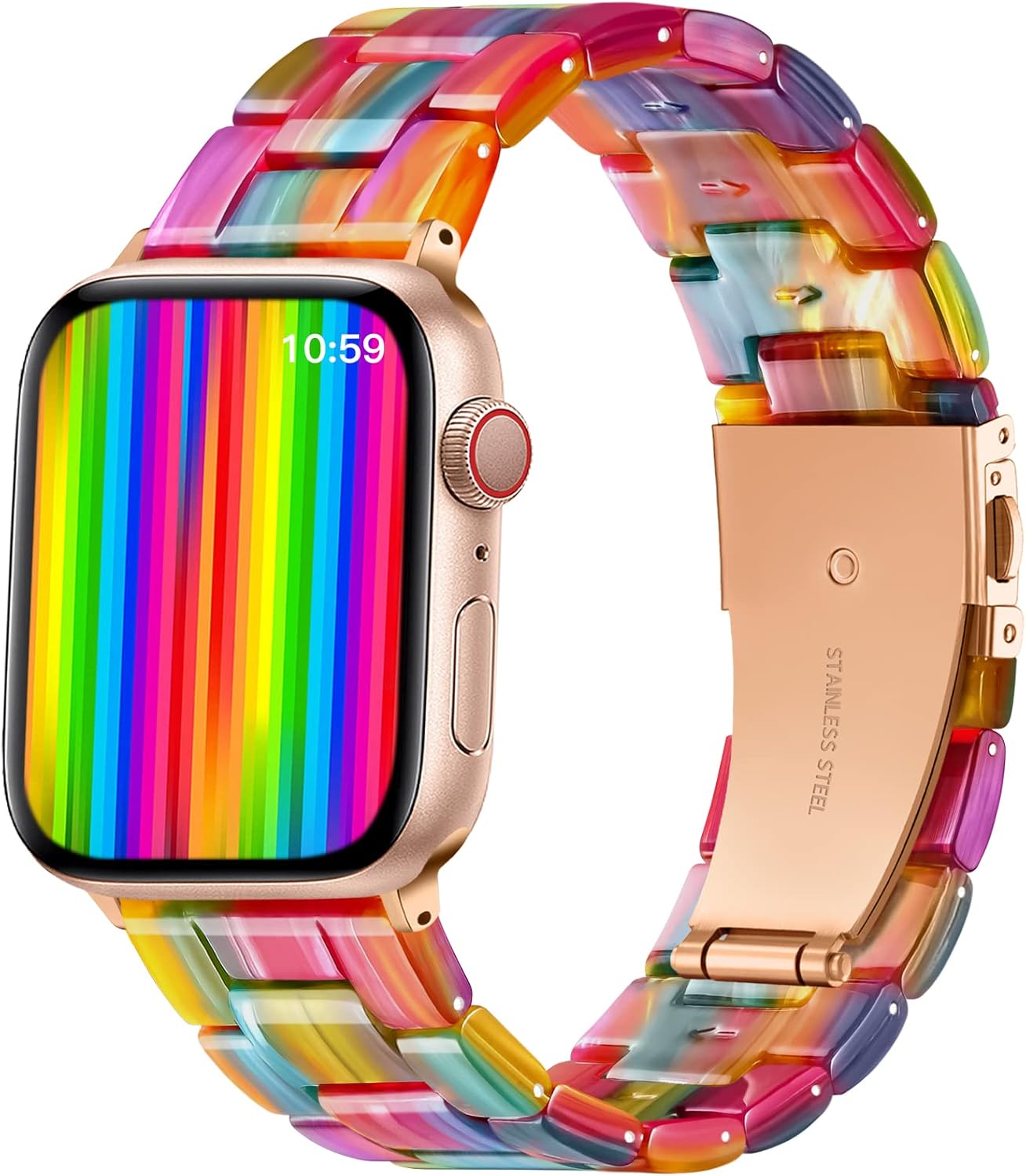 GEAK Correa de resina compatible con Apple Watch de 1.732 pulgadas, 1.654 pulgadas, 1.772 pulgadas, para hombres y mujeres, correa de resina ligera