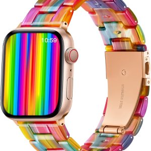GEAK Correa de resina compatible con Apple Watch de 1.732 pulgadas, 1.654 pulgadas, 1.772 pulgadas, para hombres y mujeres, correa de resina ligera GEAK Correa de resina compatible con Apple Watch de 1.732 pulgadas, 1.654 pulgadas, 1.772 pulgadas, para hombres y mujeres, correa de resina ligera