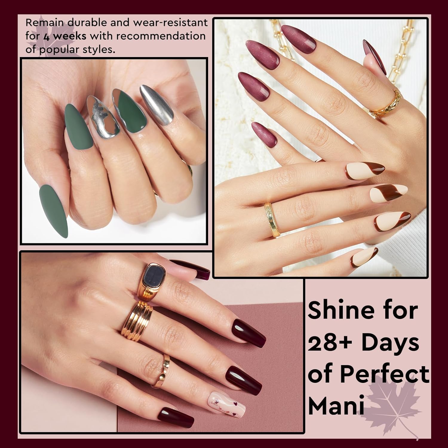 MEFA Kit de esmalte de uñas de gel de otoño con luz UV, 52 piezas, juego de esmaltes de uñas de gel de 28 colores con base y capa superior