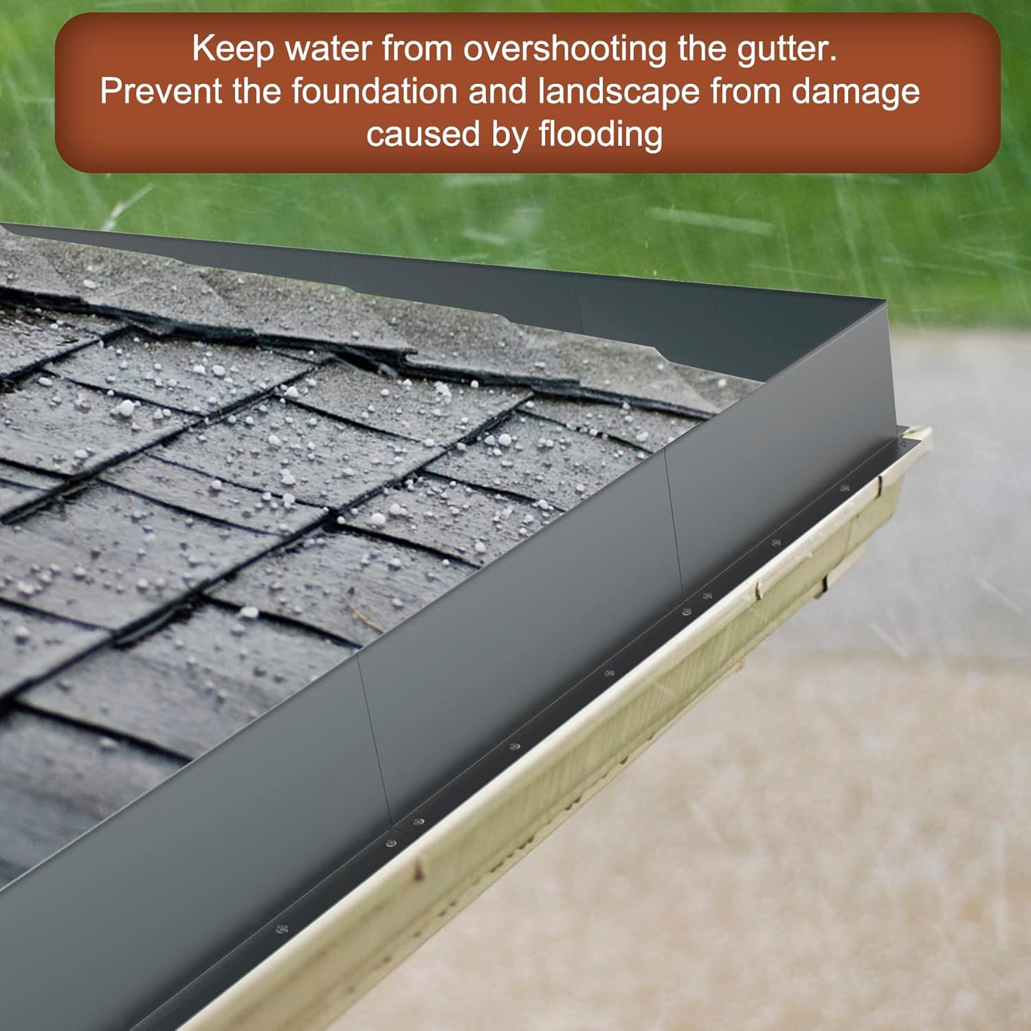 BJADE’S Gutter Valley – Protector contra salpicaduras, 4 unidades de aluminio para techos rectos, planos, esquinas, 10 pulgadas cada uno