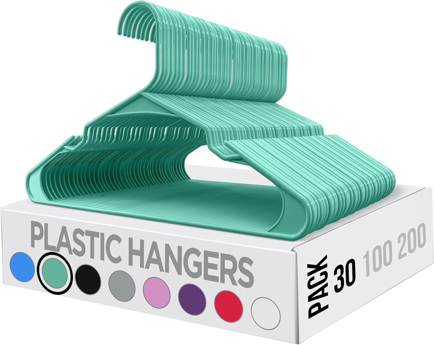 Utopia Home Clothes Hangers 30 Pack – Plastic Hangers Space Saving – Durable Coat Hanger with Shoulder Grooves (Aqua)