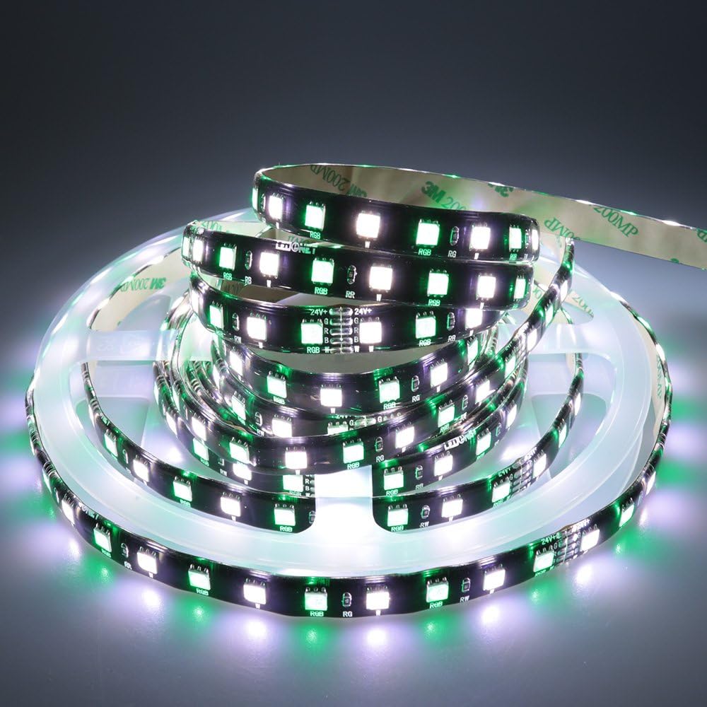 LEDENET Tira de luces LED flexibles de 16.4 pies SMD 5050 DC 24V 360LEDs RGBW blanco frío que cambia de color LED tira de luz LED PCB silicona