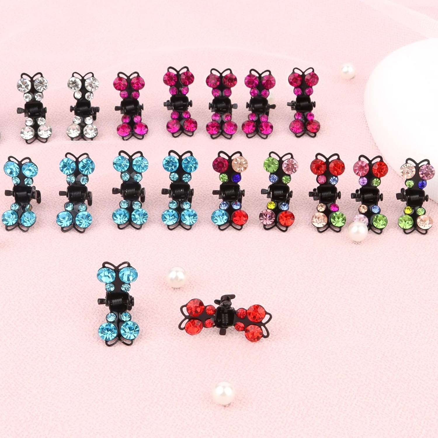 YISSION 65 pinzas para el cabello con diseño de mariposa con diamantes de imitación, lindas horquillas decorativas para el cabello de boda,