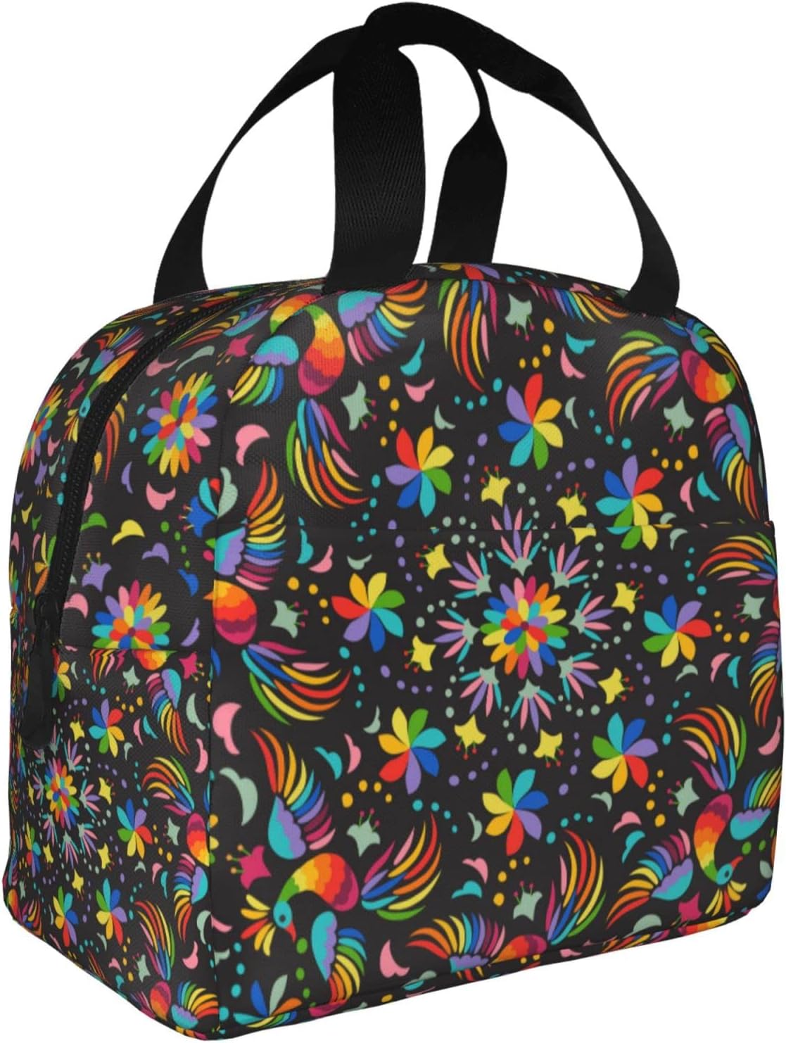 Lonchera colorida mexicana de flores y pájaros, bolsa de almuerzo reutilizable, lonchera Bento para trabajo, reutilizable, cajas de picnic,