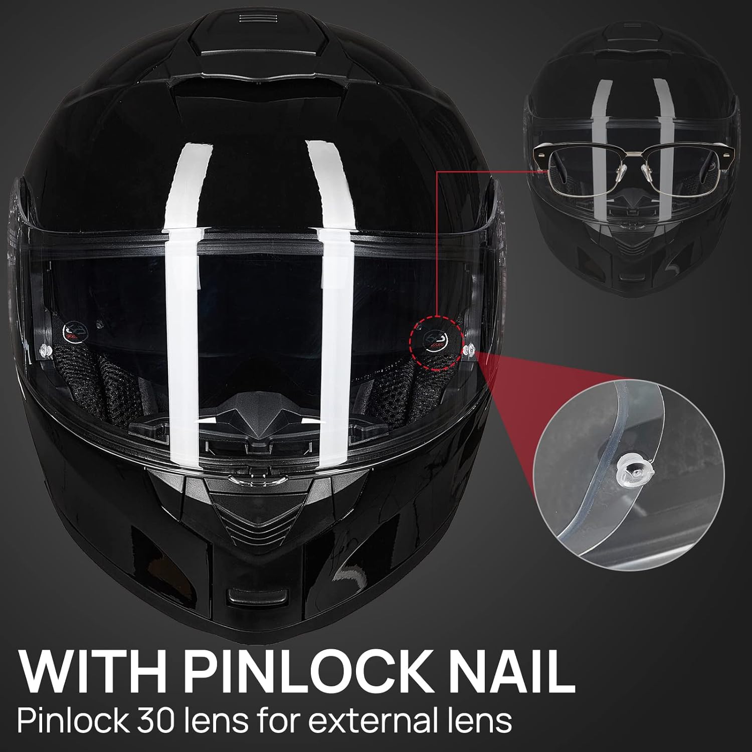 ILM Casco modular de cara completa para motocicleta para adultos, doble visera, aprobado por DOT, modelo 159 (negro brillante, mediano)