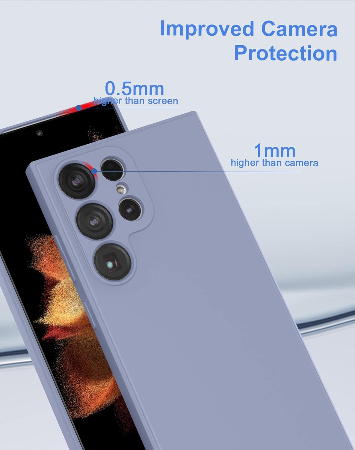 Foluu Funda de silicona para Samsung Galaxy S23 Ultra, funda protectora de goma de gel líquido con forro de microfibra suave, funda delgada y rígida