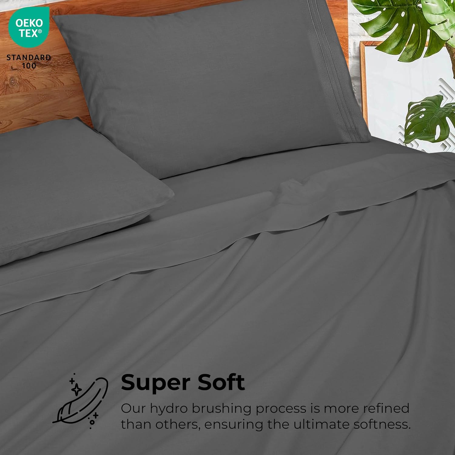 ROYALE LINENS – Sábanas King de 4 piezas – Juego de sábanas de microfibra cepillada suave 1800 – 1 sábana bajera, 1 sábana encimera, 2 fundas de