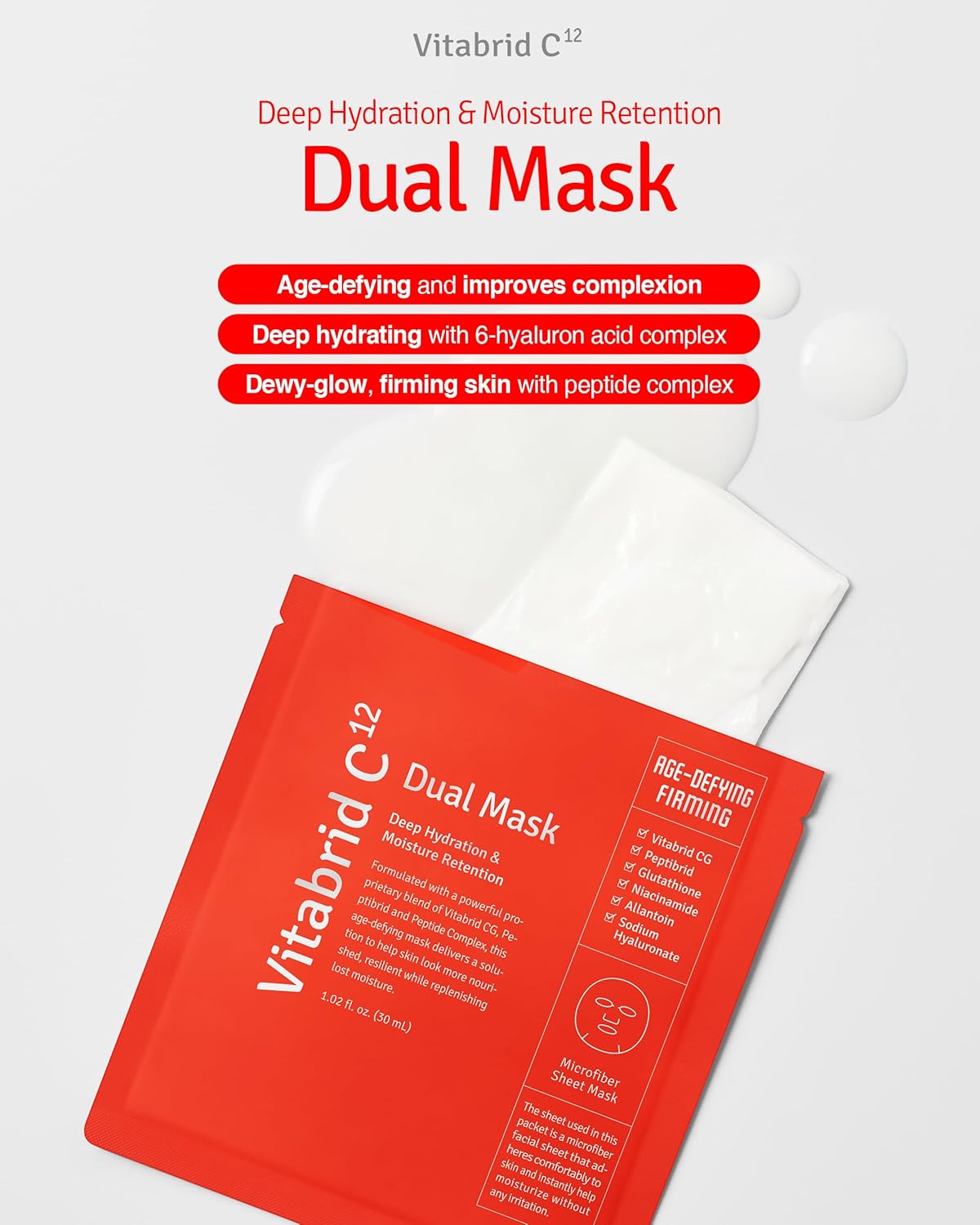 Máscara facial coreana de doble máscara para antienvejecimiento, reafirmante, hidratante, nutritiva con péptido altamente concentrado, esencia de