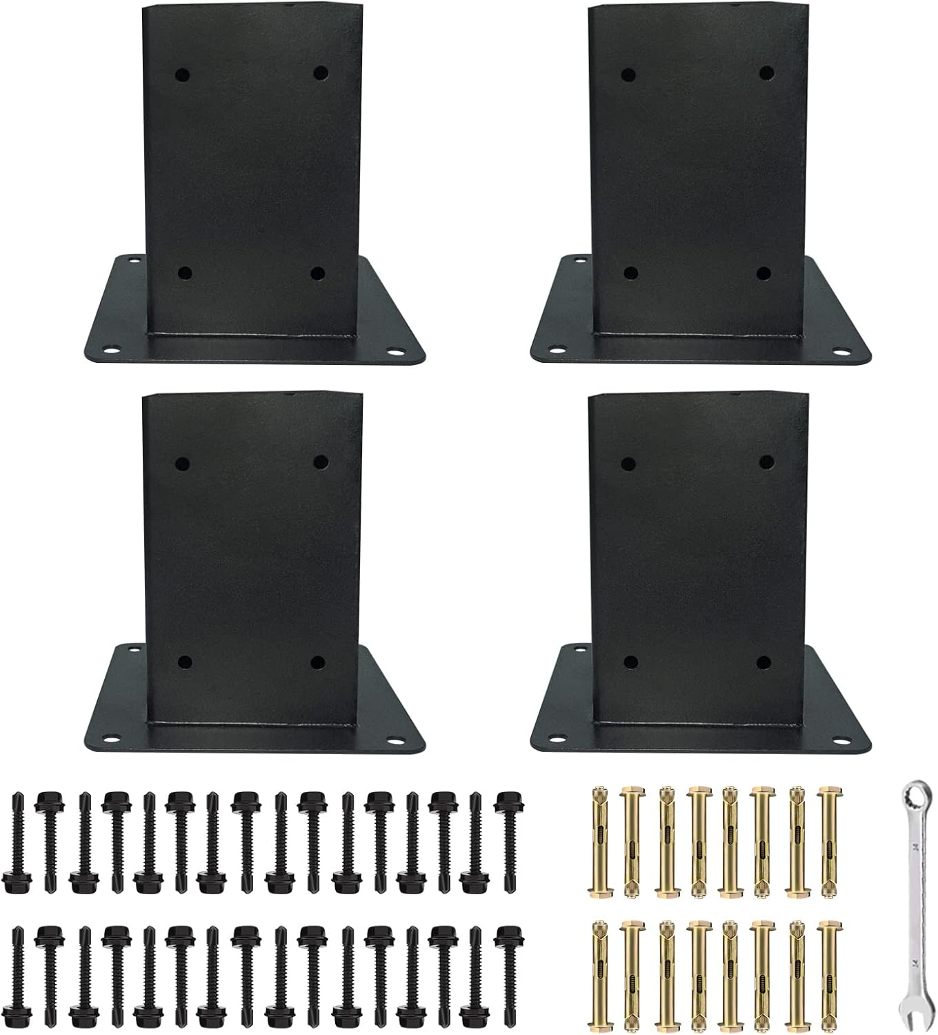 ITeVe.GD Base de anclaje para poste de madera, base de poste de valla de madera de hormigón para madera de 4 x 4 pulgadas (real3.5 x 3.5 pulgadas),