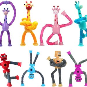 Paquete de 8 juguetes telescópicos de jirafa robot con ventosa, tubos sensoriales para niños pequeños, juguetes antiestrés para niños con ansiedad Paquete de 8 juguetes telescópicos de jirafa robot con ventosa, tubos sensoriales para niños pequeños, juguetes antiestrés para niños con ansiedad