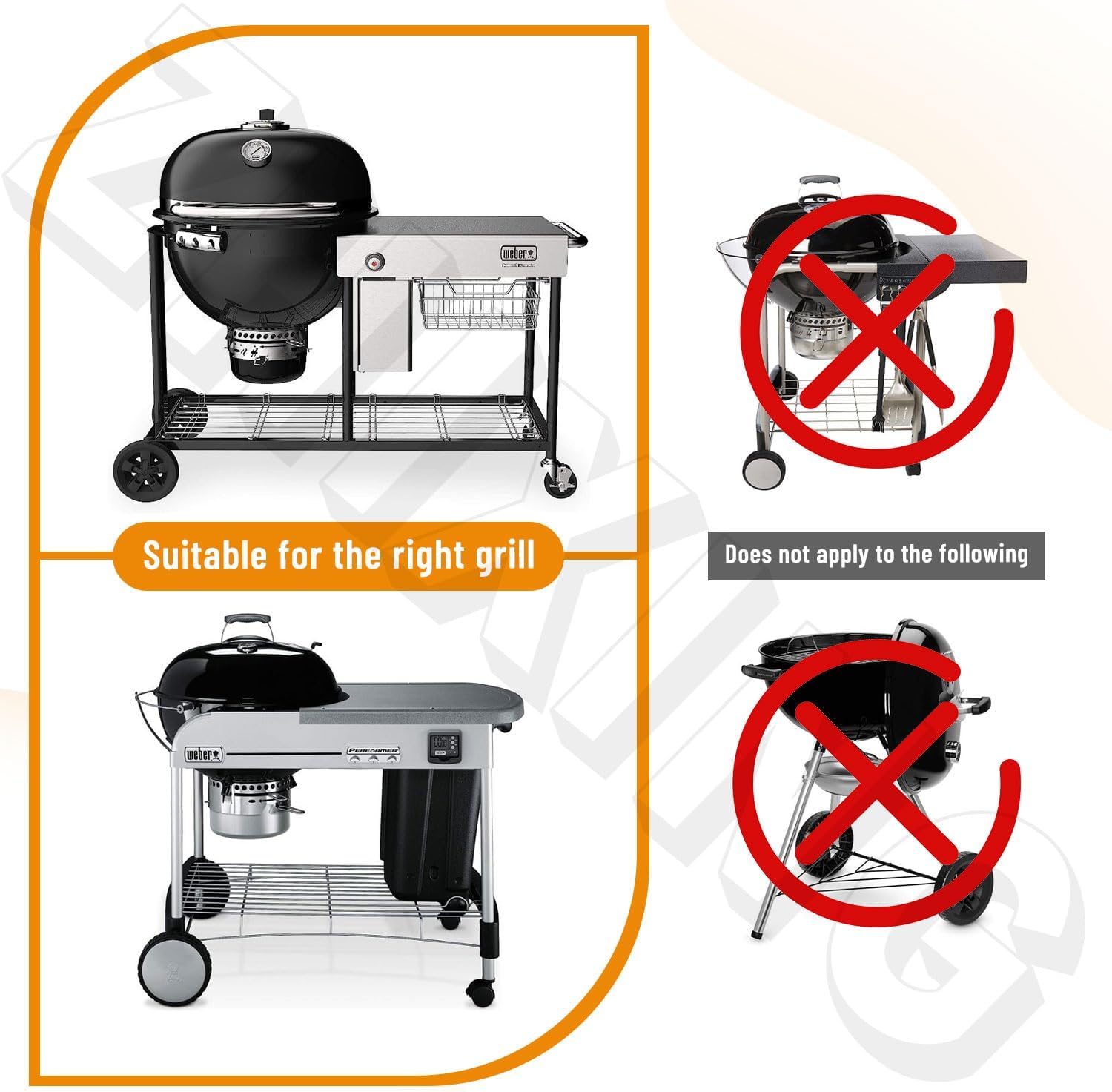 One Touch – Kit de limpieza de parrilla de 18.5 pulgadas para Weber 3618 7443 307443 307408 7444 90992 y parrillas Weber de carbónhervidor, kit de