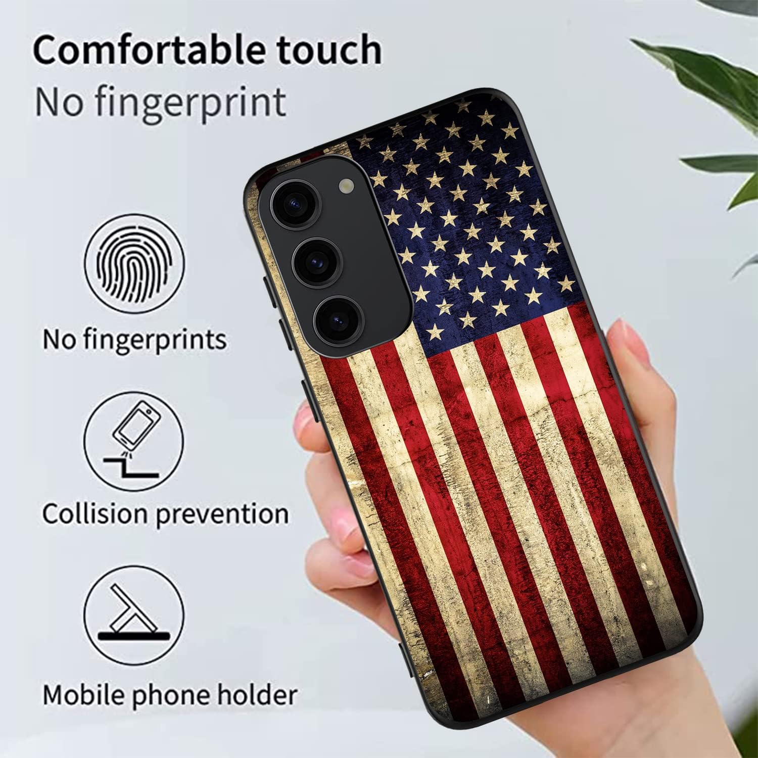 Funda diseñada para Samsung Galaxy S23 5G, diseño retro de la bandera de Estados Unidos, para mujeres y niñas, delgada, suave, TPU a prueba de