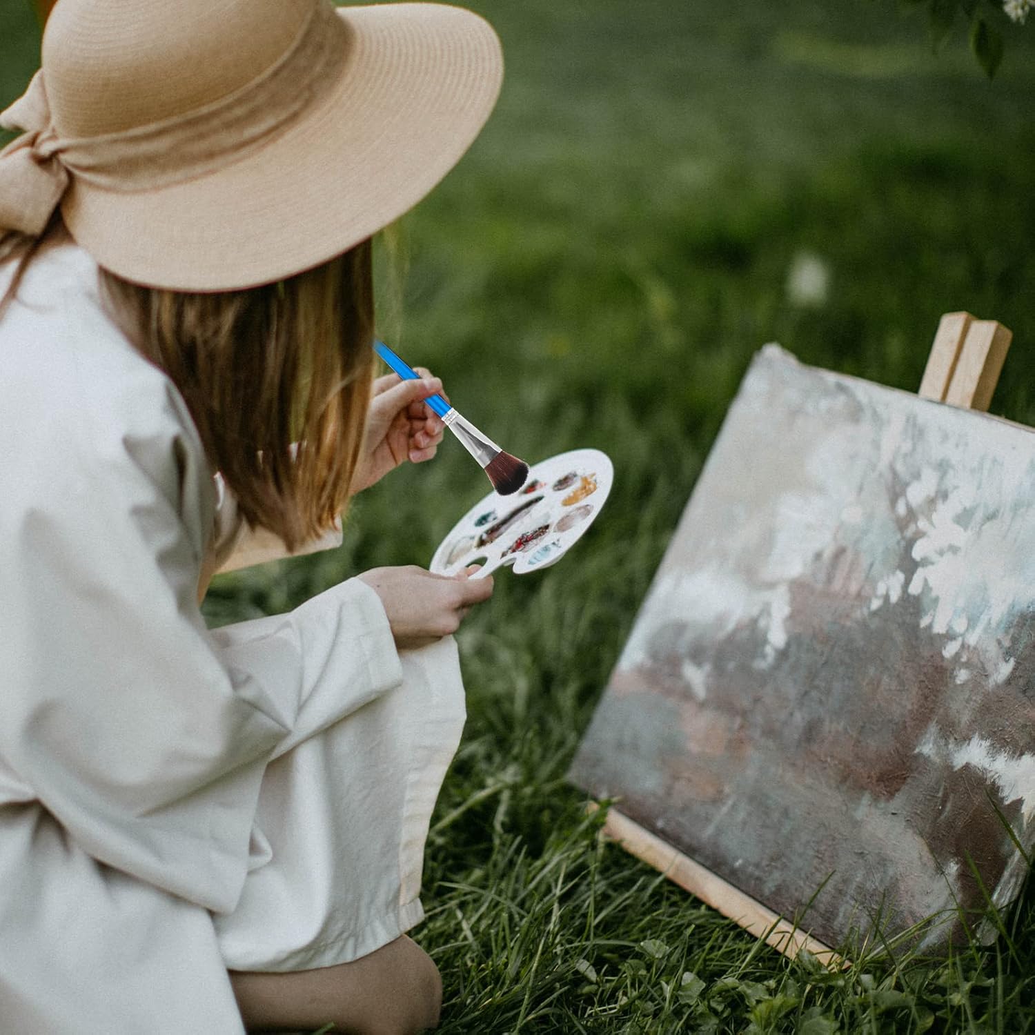 6 pinceles para fregona para pintura acrílica, pincel de mezcla de 1 pulgada, pinceles de pintura para pintura acrílica, pincel ovalado para