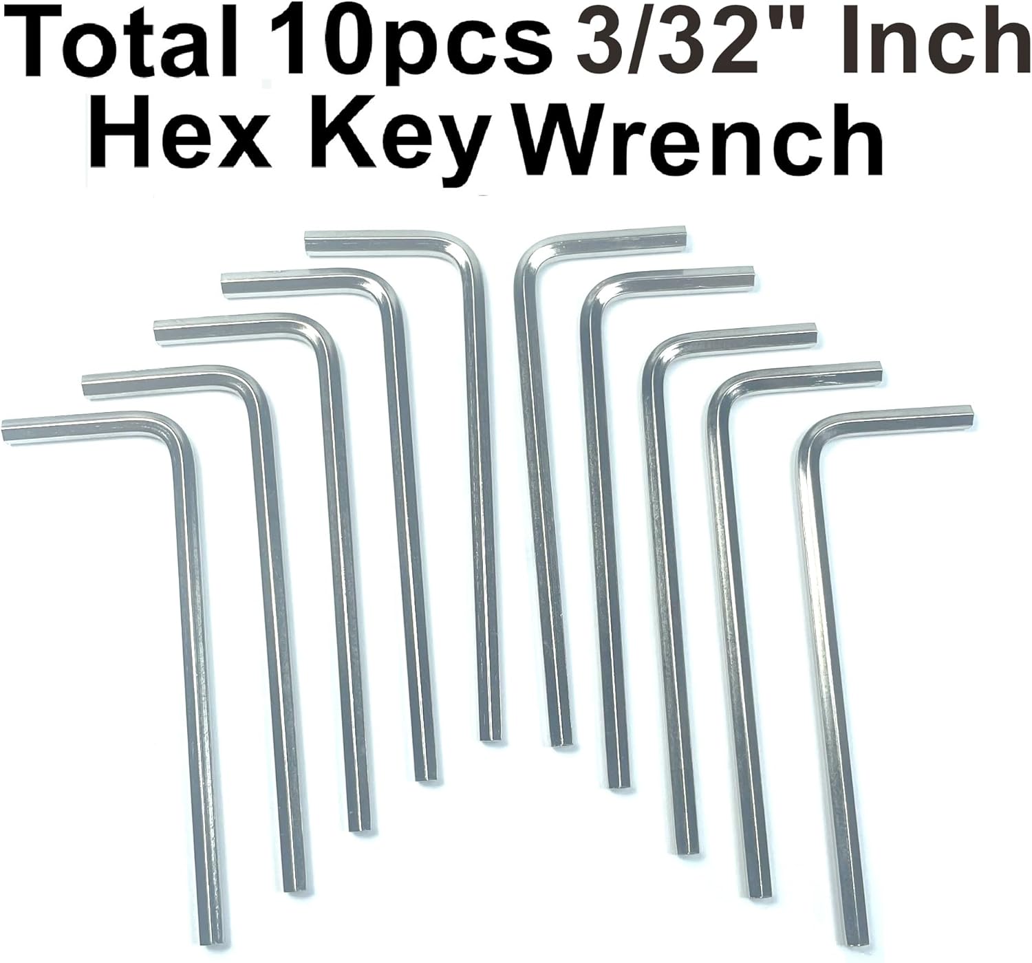 ZDingTech Juego de 10 llaves Allen de 332, juego de llaves hexagonales de 332 pulgadas, llave de puerta Allen en forma de L con brazo largo.