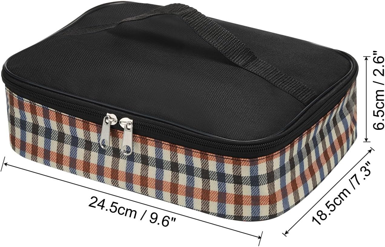 PATIKIL Bolsas de almuerzo aisladas de 10 x 7 x 3 pulgadas, bolsas Bento planas con patrón a cuadros, bolsas portátiles para alimentos, bolsas