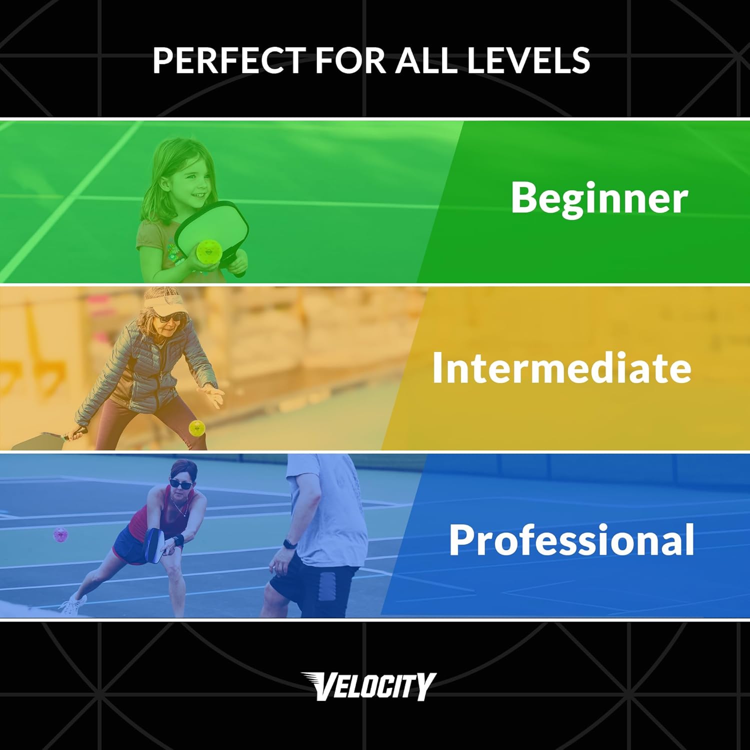 Velocity Pickleballs de primera calidad – Certificado USAPA  Diseño de 40 agujeros para un máximo rendimiento al aire libre  Tamaño y peso oficiales