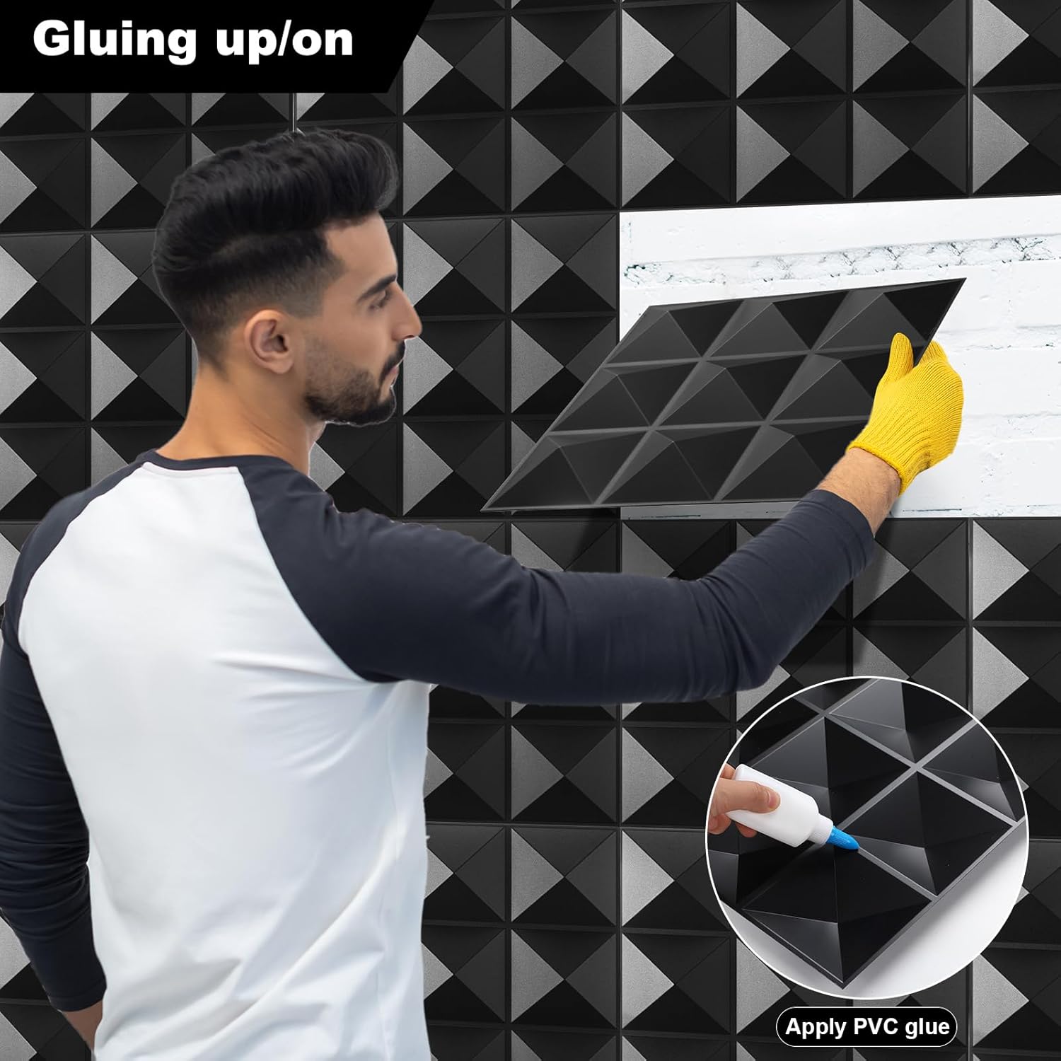 50 paneles de pared 3D con textura de PVC, paneles de pared decorativos de 11.81 x 11.81 pulgadas, azulejos de pared para sala de estar, vestíbulo,