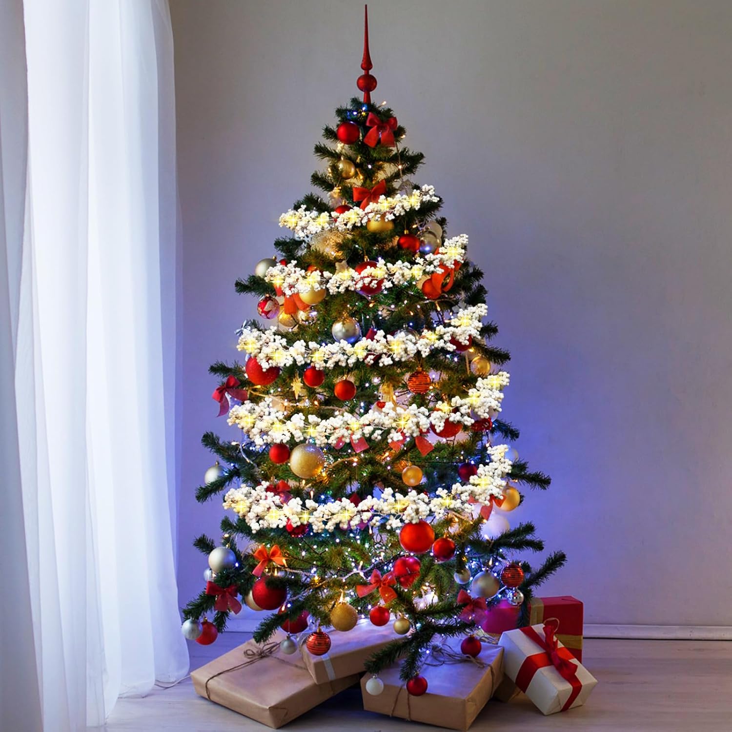 Guirnalda de bayas iluminadas para interiores, guirnalda artificial para el día de San Valentín, invierno, otoño, Navidad, decoración de Navidad,