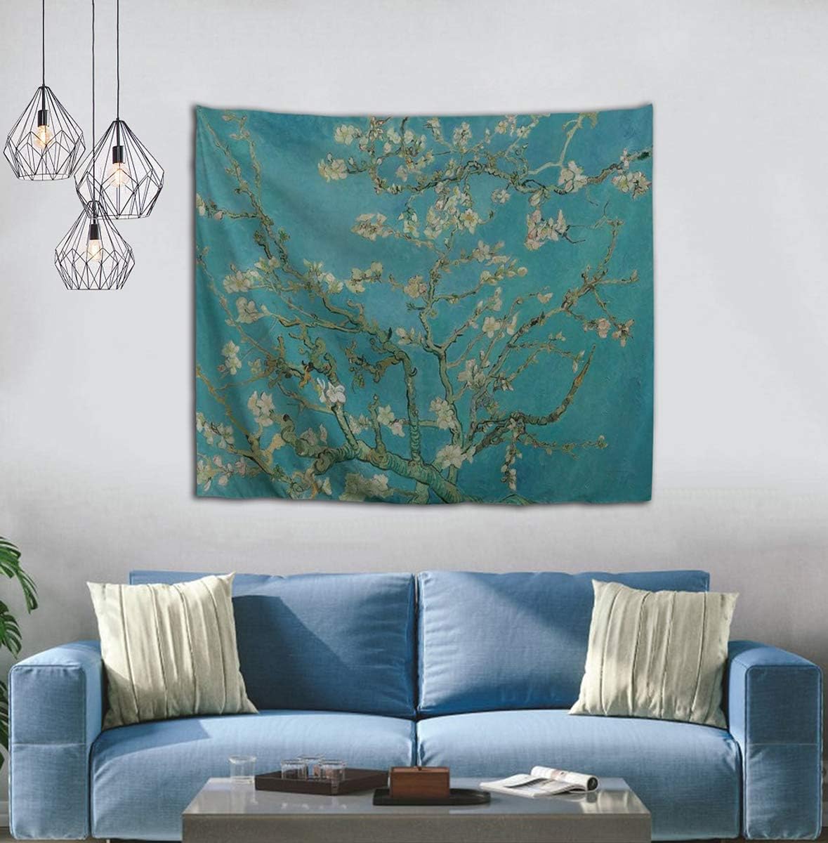 WIHVE – Tapiz para colgar en la pared, de diseño floral bohemio, hippie, psicodélico, étnico, decorativo, de tela para dormitorio, decoración del
