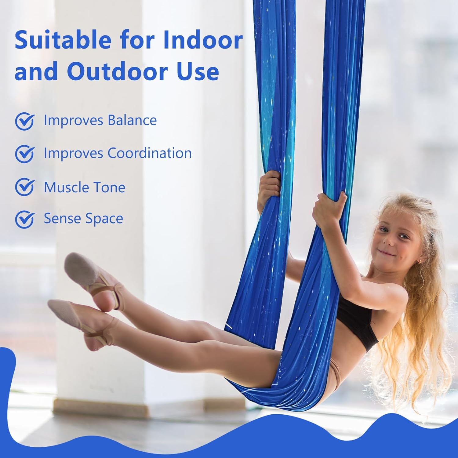 Columpio sensorial de doble capa para niños y adultos con capacidad para hasta 300 libras de terapia en interiores y exteriores, con kit de colgador