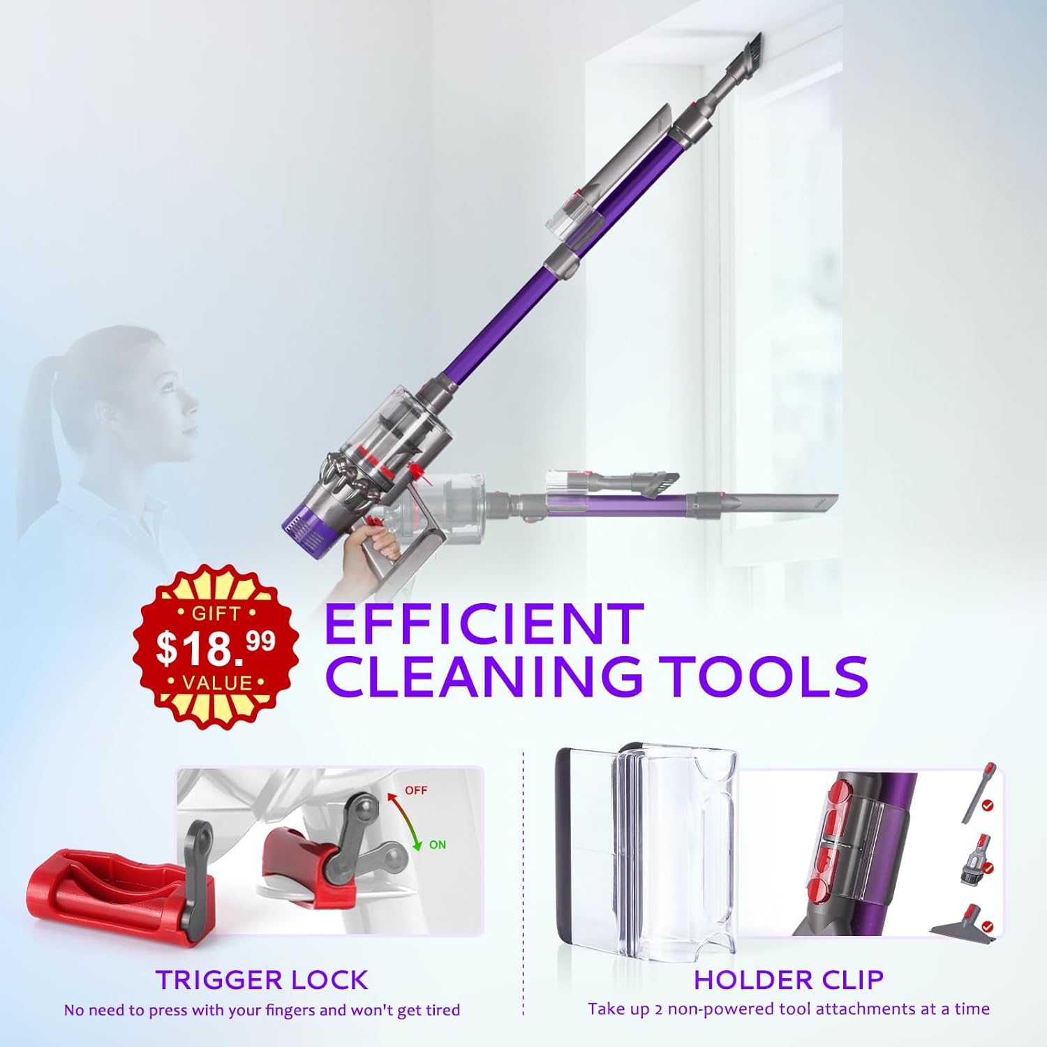 Varita de extensión compatible con Dyson V7 V8 V10 V11 V15 accesorios de aspiradora inalámbrica, varita de liberación rápida, ahorro de espacio,