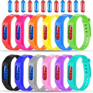 Paquete de 12 pulseras repelentes de mosquitos, bandas repelentes de mosquitos envueltas individualmente para niños y adultos, pulseras repelentes Paquete de 12 pulseras repelentes de mosquitos, bandas repelentes de mosquitos envueltas individualmente para niños y adultos, pulseras repelentes