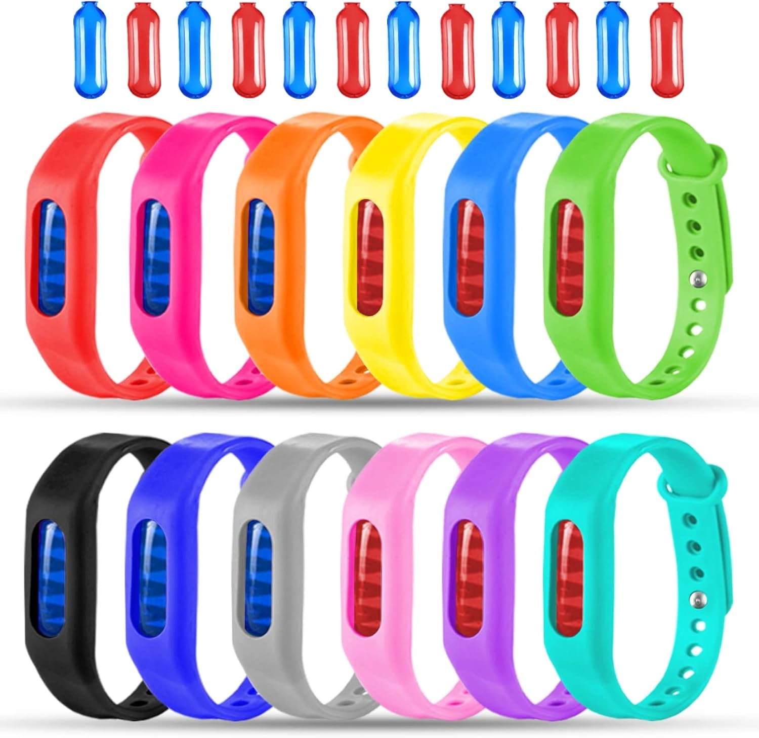 Paquete de 12 pulseras repelentes de mosquitos, bandas repelentes de mosquitos envueltas individualmente para niños y adultos, pulseras repelentes