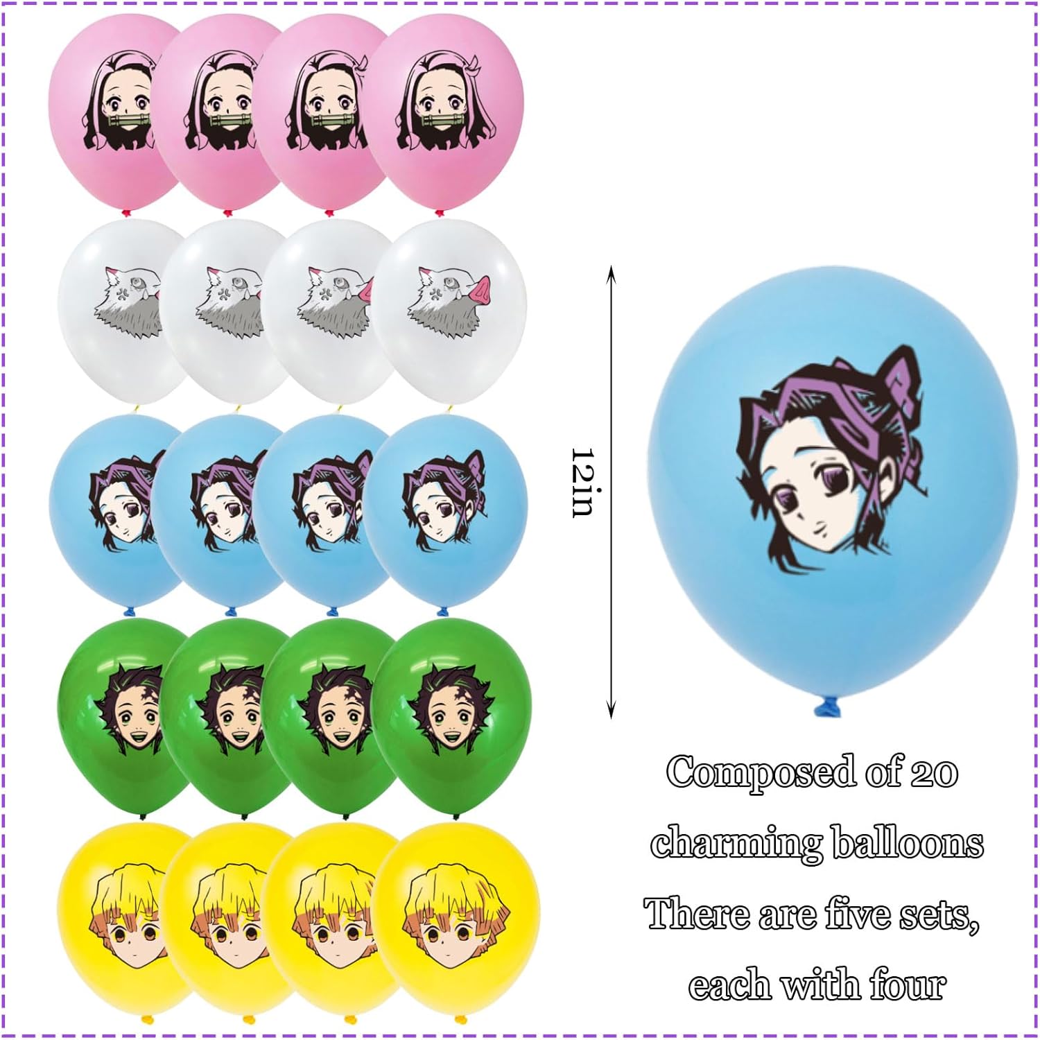 20 globos de anime japonés de 12 pulgadas encantadores globos temáticos para fiestas infantiles, decoraciones de celebraciones especiales