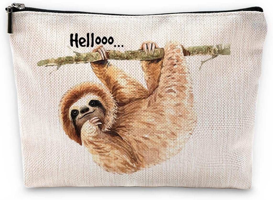 Hola divertida bolsa de maquillaje de perezoso salvaje, bonita bolsa de cosméticos de perezoso colgante para mujeres y niñas, regalos de cumpleaños,