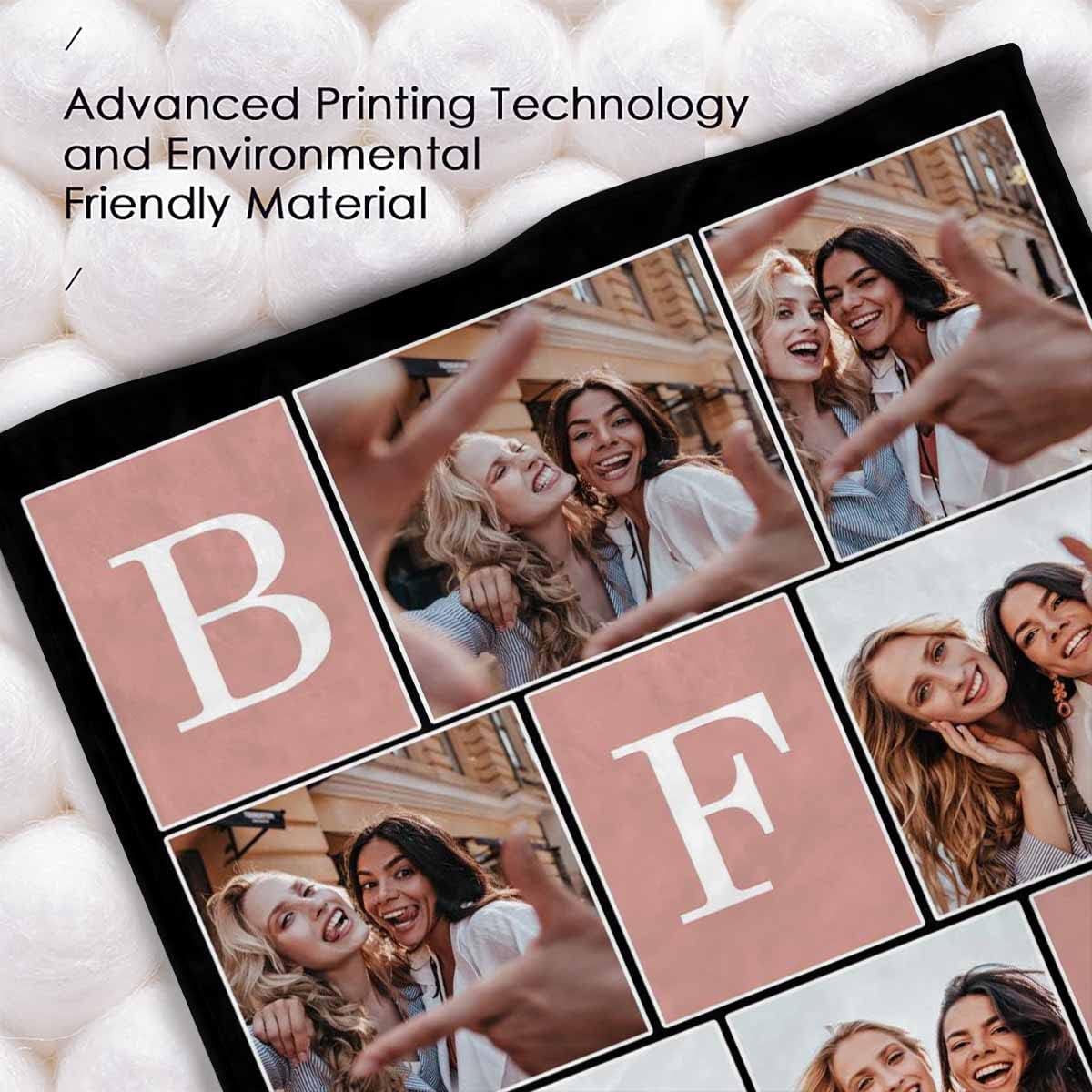 Manta acogedora personalizada con texto en inglés Besties en la que puedes confiar cualquier cosa, ligera para mejores amigos, 6 fotos, ligera,