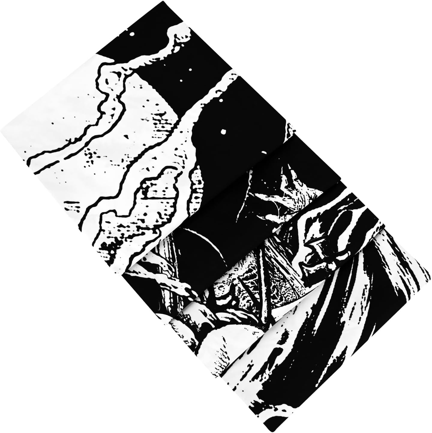 Krelymics Tapiz de calavera de terror, murciélago de terror, tapiz de barco de remo en blanco y negro, tapiz de esqueleto, tapiz gótico, tapiz
