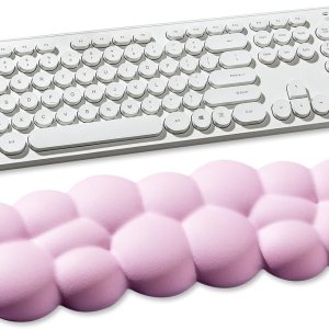 Leolee Reposamuñecas para teclado Cloud, reposamuñecas de nube rosa con superficie de cuero, base antideslizante, reposamuñecas para aliviar el Leolee Reposamuñecas para teclado Cloud, reposamuñecas de nube rosa con superficie de cuero, base antideslizante, reposamuñecas para aliviar el