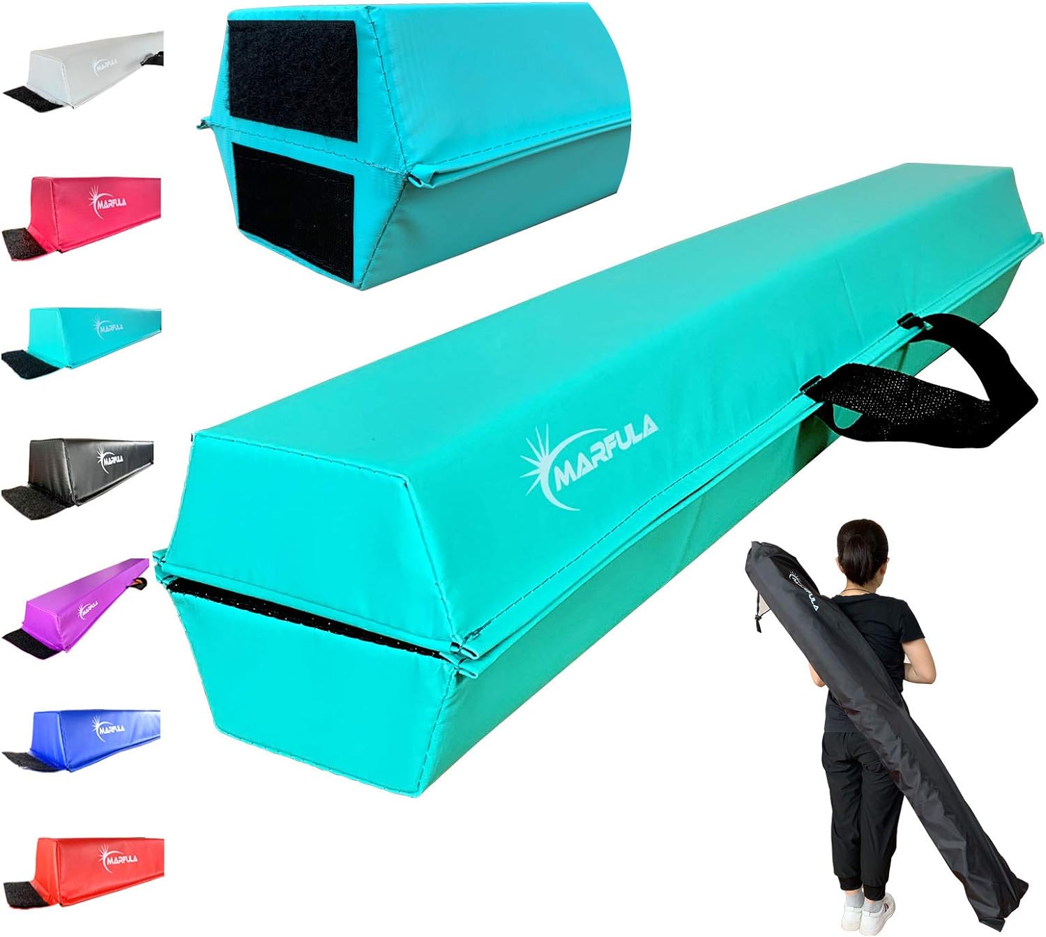 Equipo de gimnasia plegable de 6 pies, 8 pies, 9 pies, 10 pies, base antideslizante, haz de gimnasia para entrenamiento, uso en casa y gimnasio